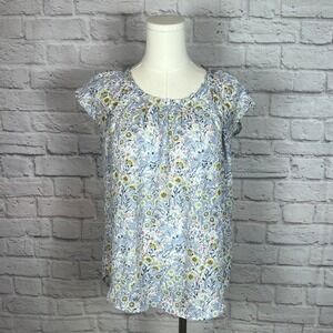 LC Lauren Conrad Women's M Blue Floral Blouse | Cottagecore Chiccore